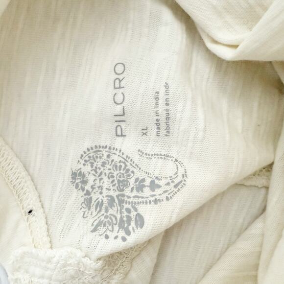 PILCRO x ANTHROPOLOGIE | Off White Ruffled Open-Back Tunic Tee Top | Size XL - Picture 7 of 7